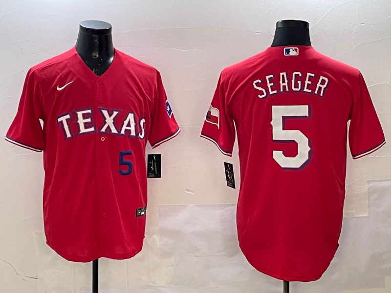 Men Texas Rangers #5 Seager Red Game 2025 Nike MLB Jersey style 3->texas rangers->MLB Jersey